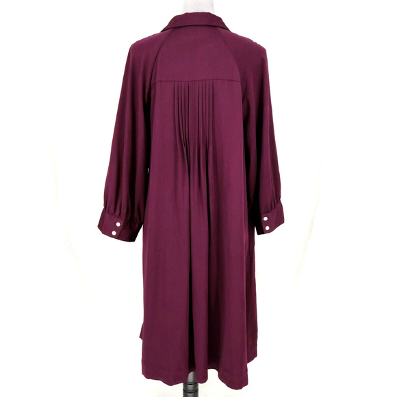 J Jill Dress Plus Size 2X Plum Eggplant Stretch Twill Back Pleats Oversized - Picture 2 of 14